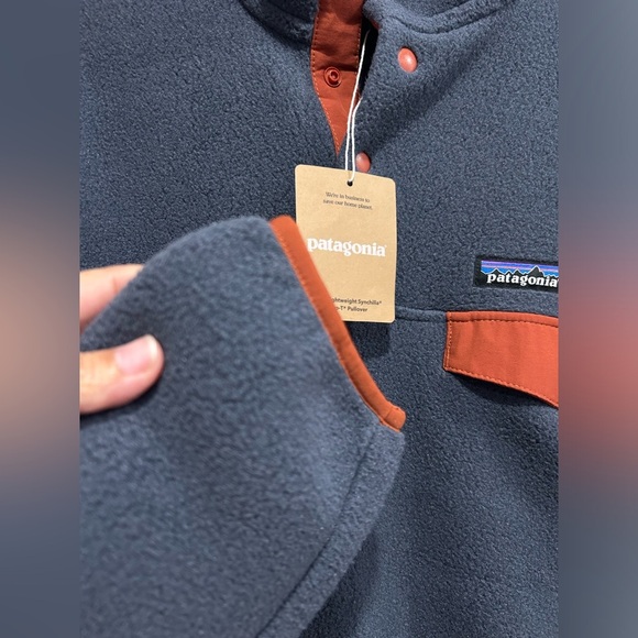 Patagonia Men's S Small Lightweight Synchilla Snap Fleece Pullover NWT Blue Red - Picture 4 of 9